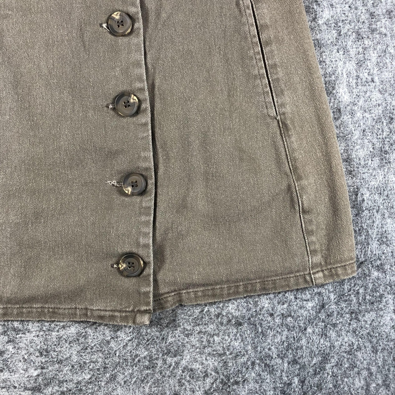 Chloe & Katie A Line Mini Skirt Womens XL Brown Button Front Twill Cotton