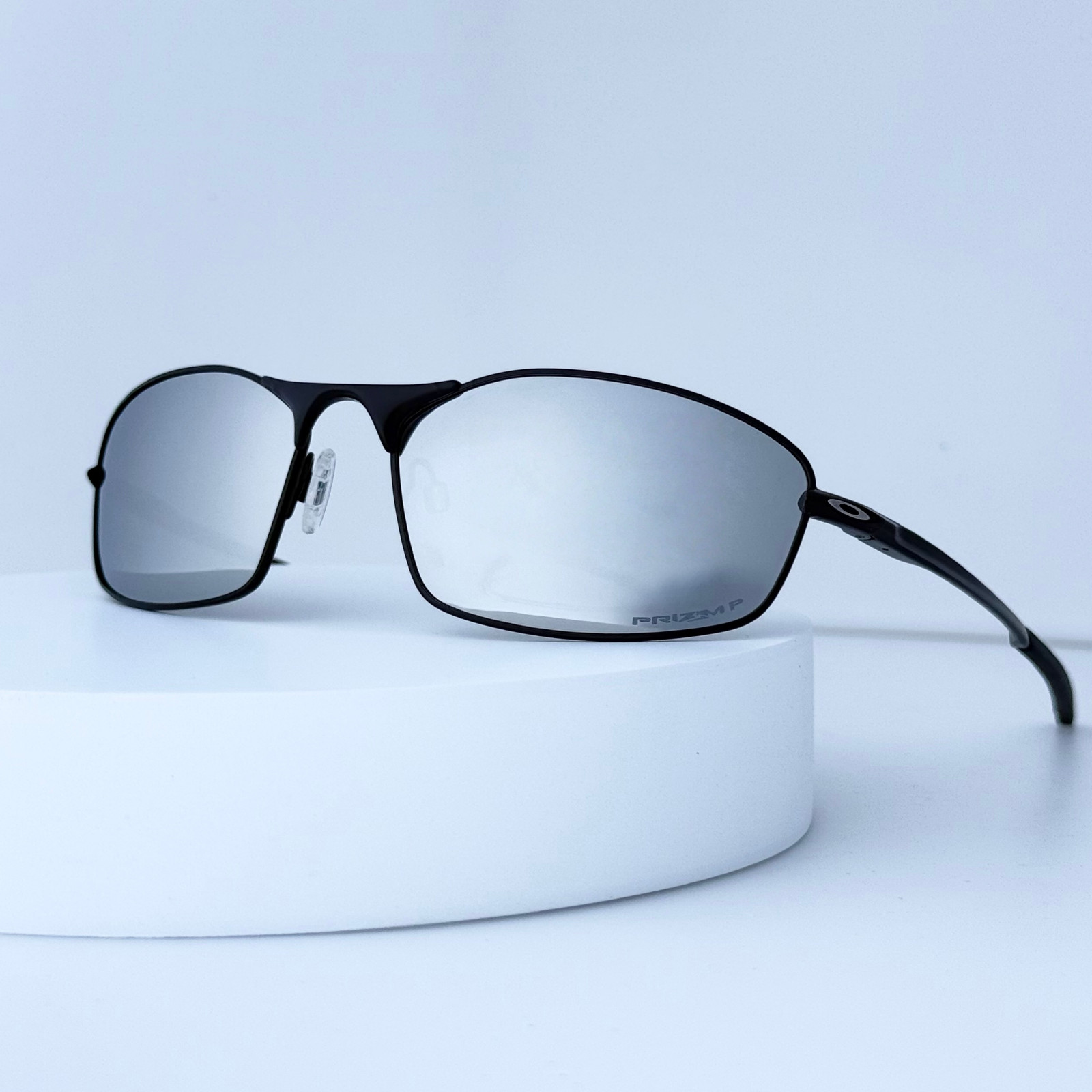 Oakley Whisker OO4141 Polarized Sunglasses Satin Black Silver Mirror Lens