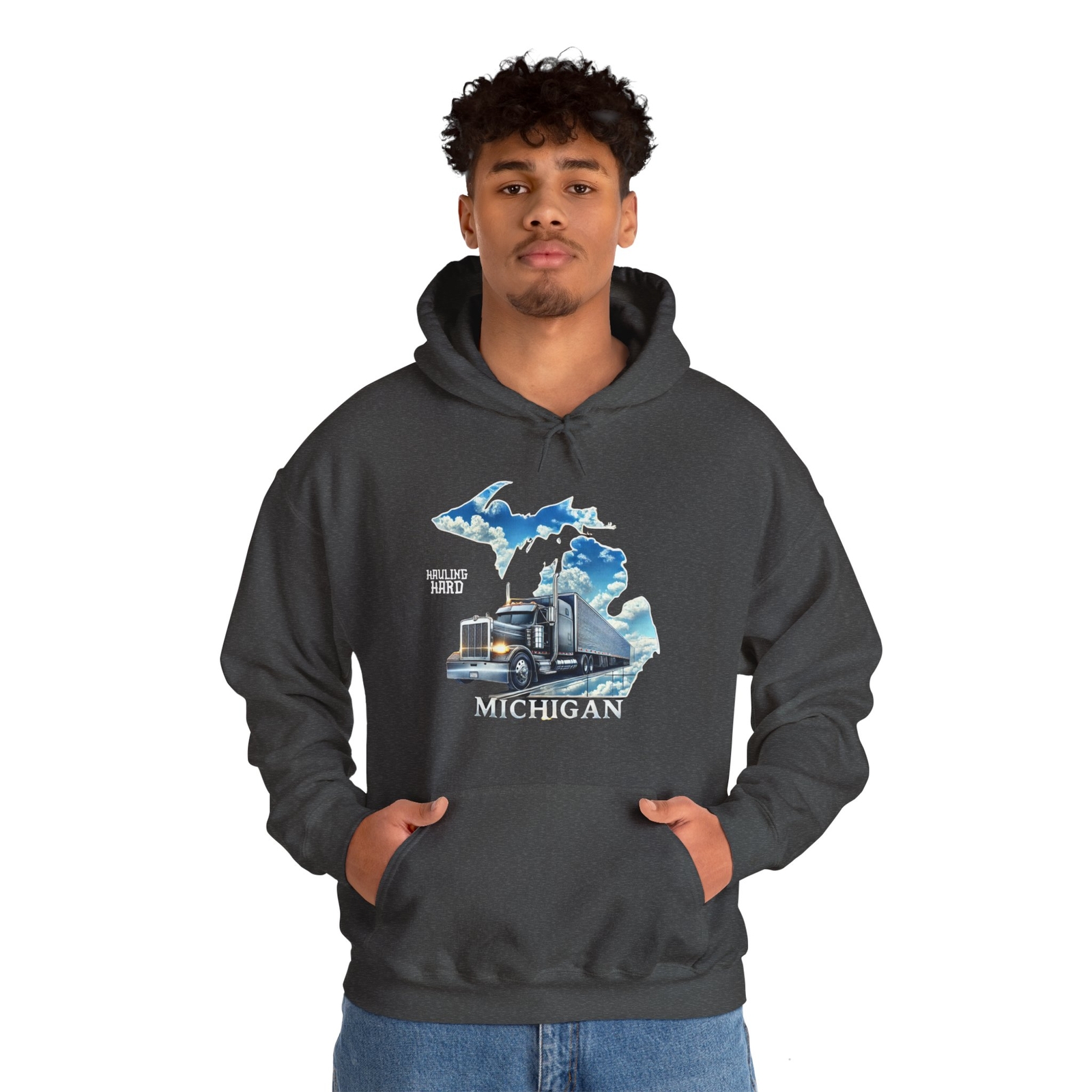 Michigan Trucker Hoodie for Semi-Truck Drivers Sizes S to 5X Gifts for Truckers