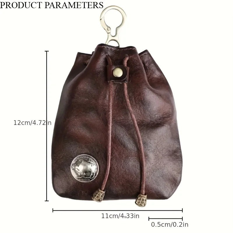 Leather Wallet Coin Pouch Case Drawstring String Bag Small Purse For Men Women
