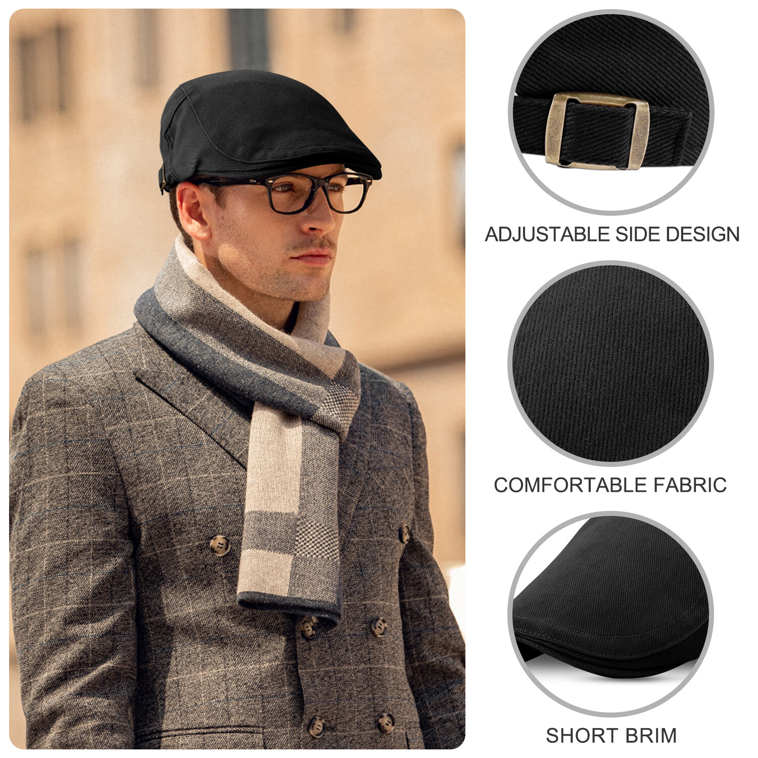 Solid Cotton Gatsby Cap Mens Ivy Hat Golf Driving Sun Flat Cabbie Newsboy Summer