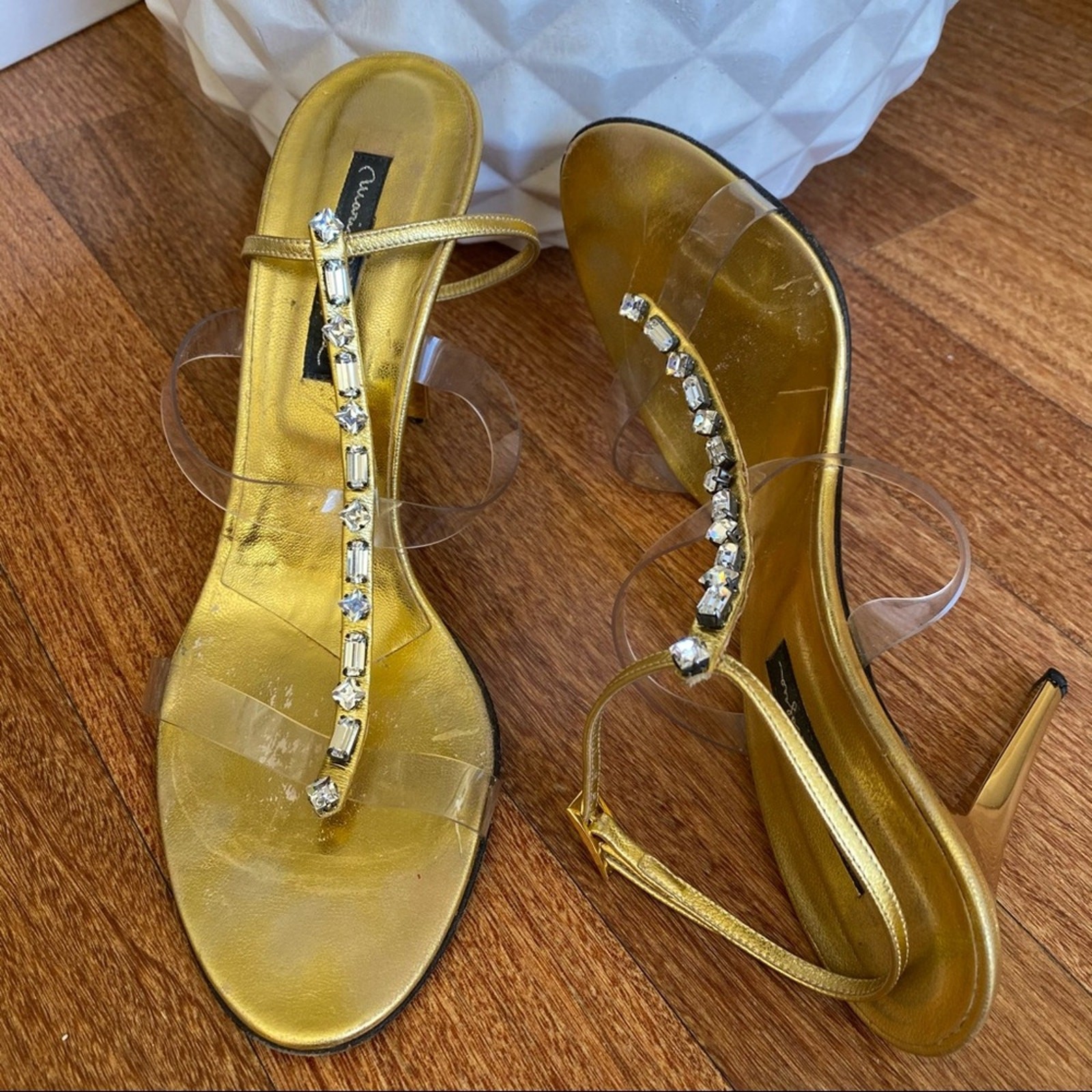MARIO BOLOGUA Crystal Beads Clear Straps Fits size 8 (EU38)