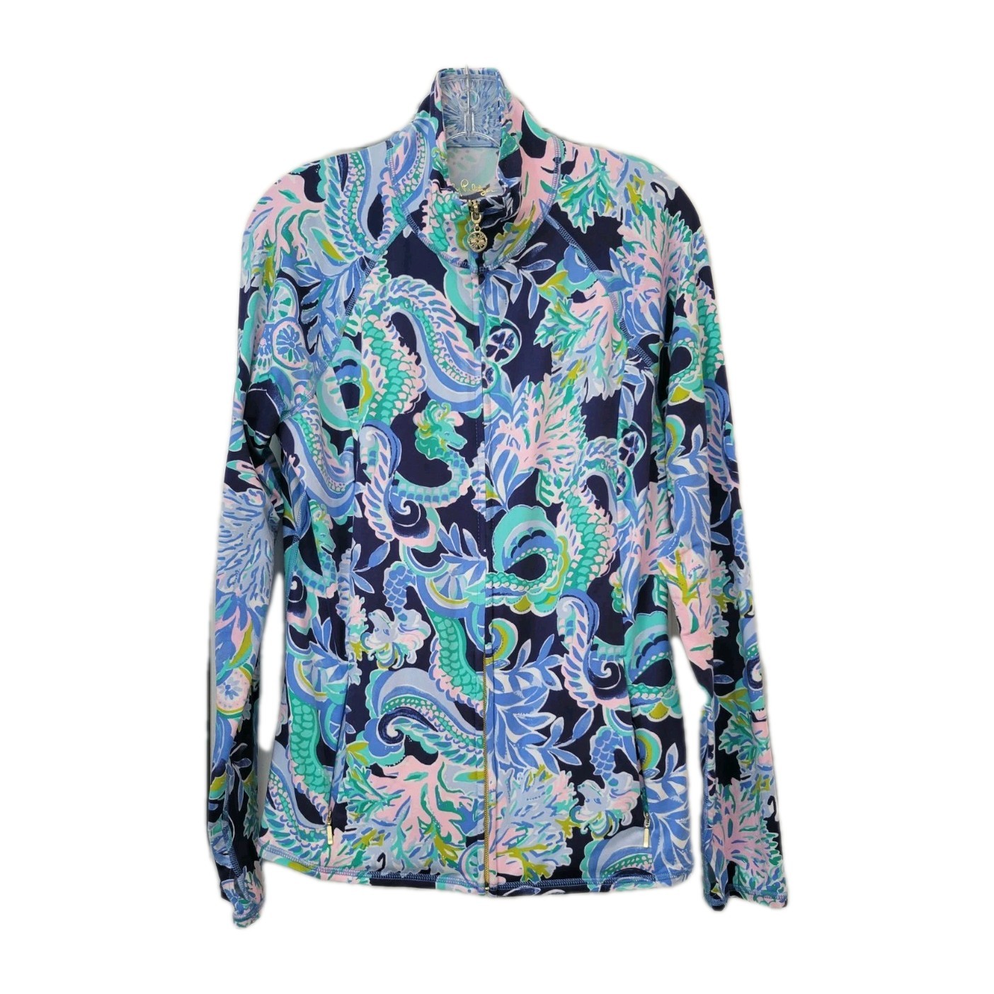 Lilly Pulitzer Luxletic Full-Zip Serena Jacket Sz Large Sirens & Spirits Fitted