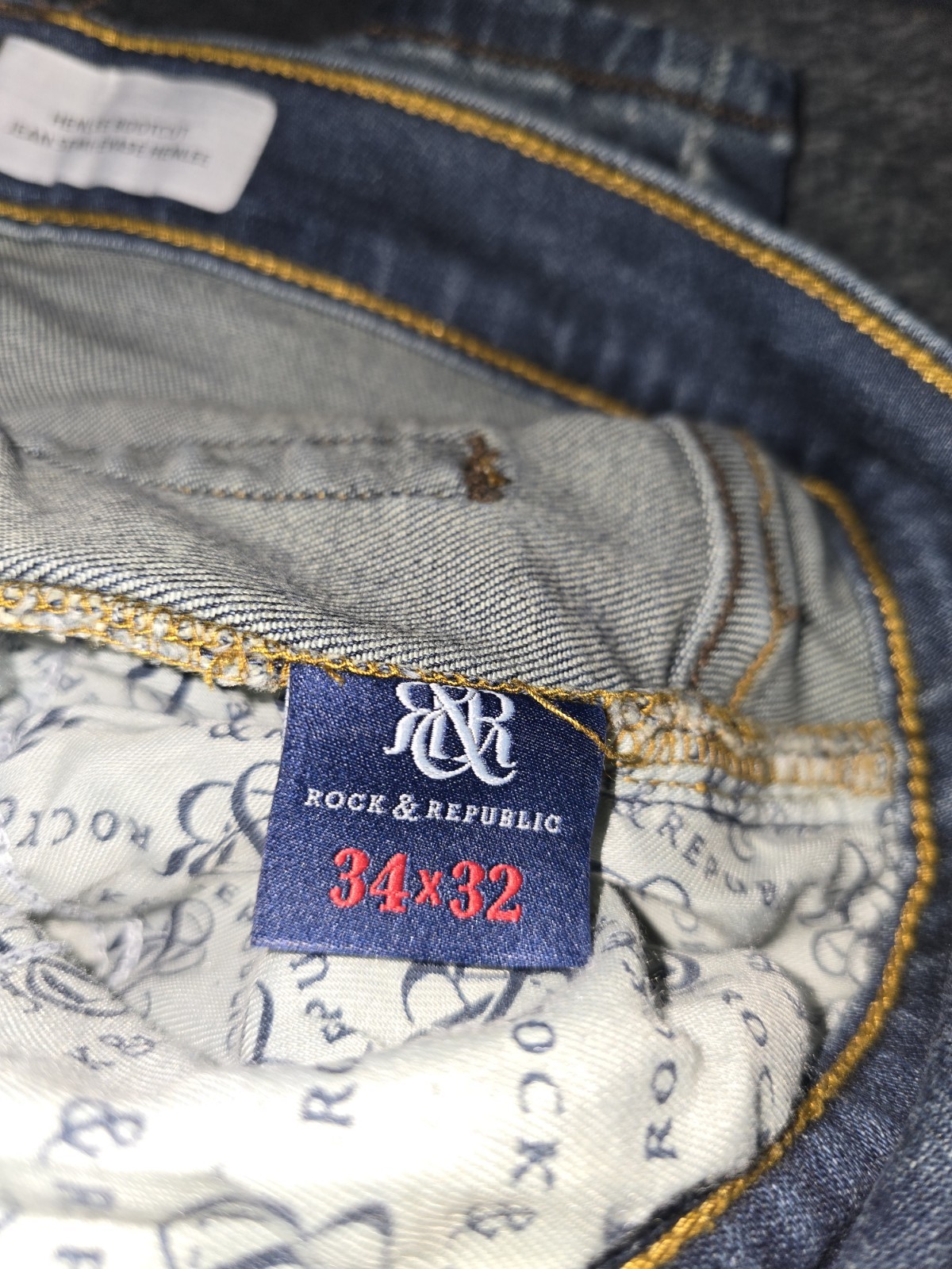 Rock & Republic Men’s Blue Medium Wash Bootcut Denim Jeans Size 34 Logo