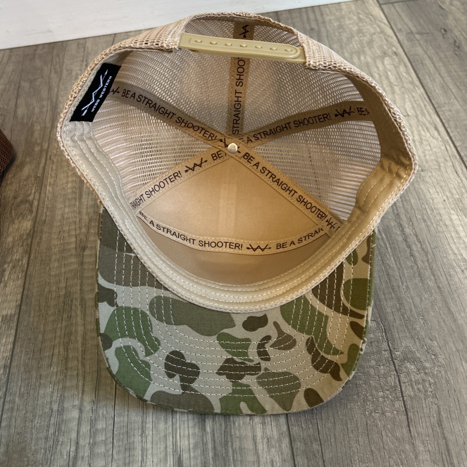 2 Webb Western Camouflage Antler Men’s Hats SnapBack Mesh Brown Beige Lot Pair