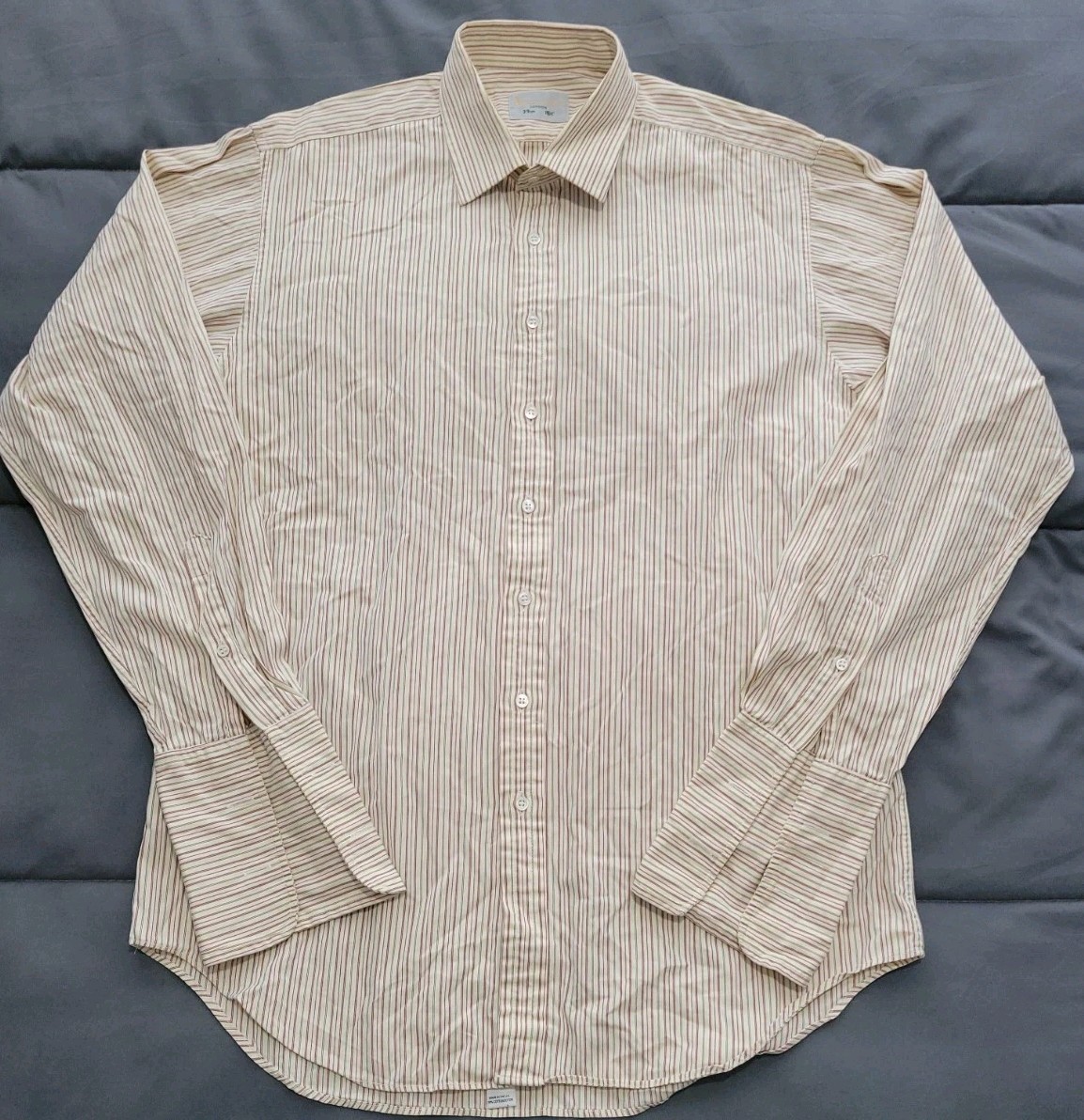 Aquascutum Mens Shirt Medium Stripe Long Sleeved Cotton Double Cuff 15.5″ 39cm