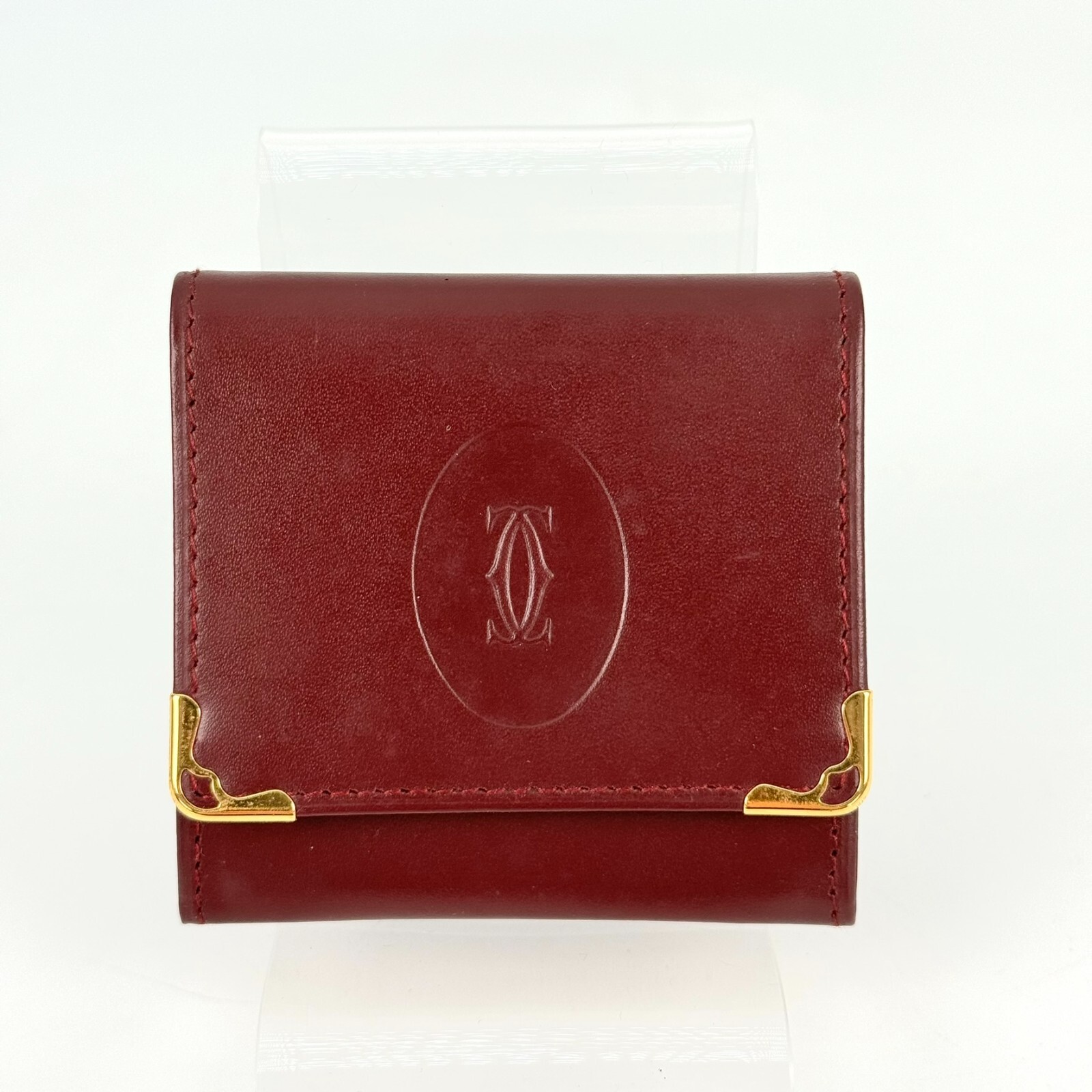 Must de Cartier Coin Case Purse Bordeaux Red Leather Authentic from Japan _0035
