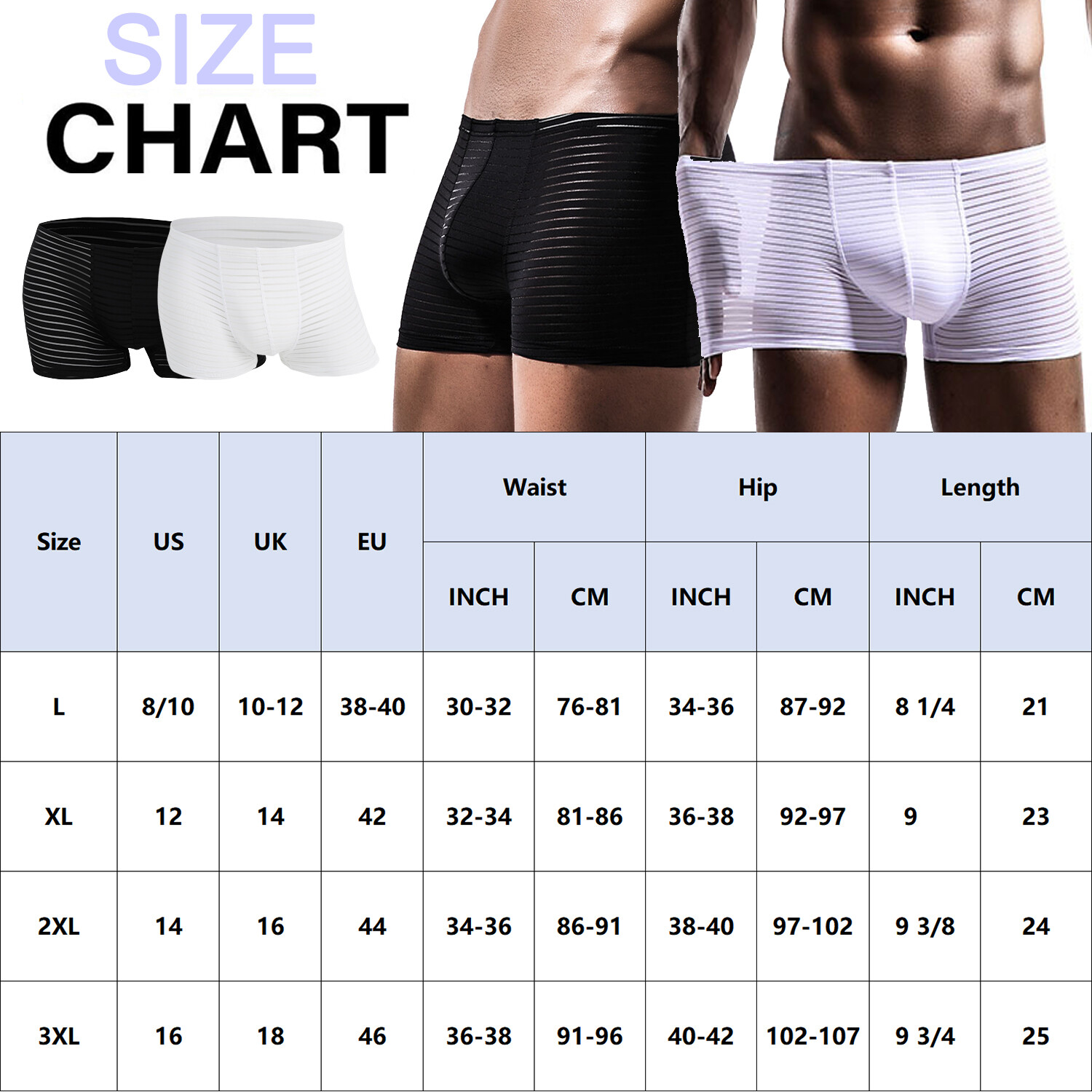 Men’s Sexy Underwear Breathable Briefs U-Pouch Boxers Striped Shorts Underpants