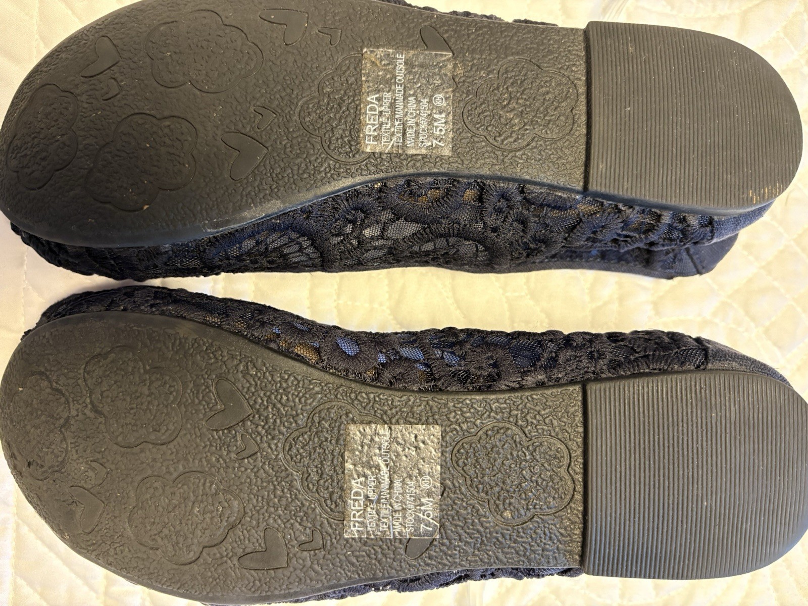 Jellypop Memory Foam Womens sz 7.5 Black Crochet Lace Slip On Ballet Flats #39