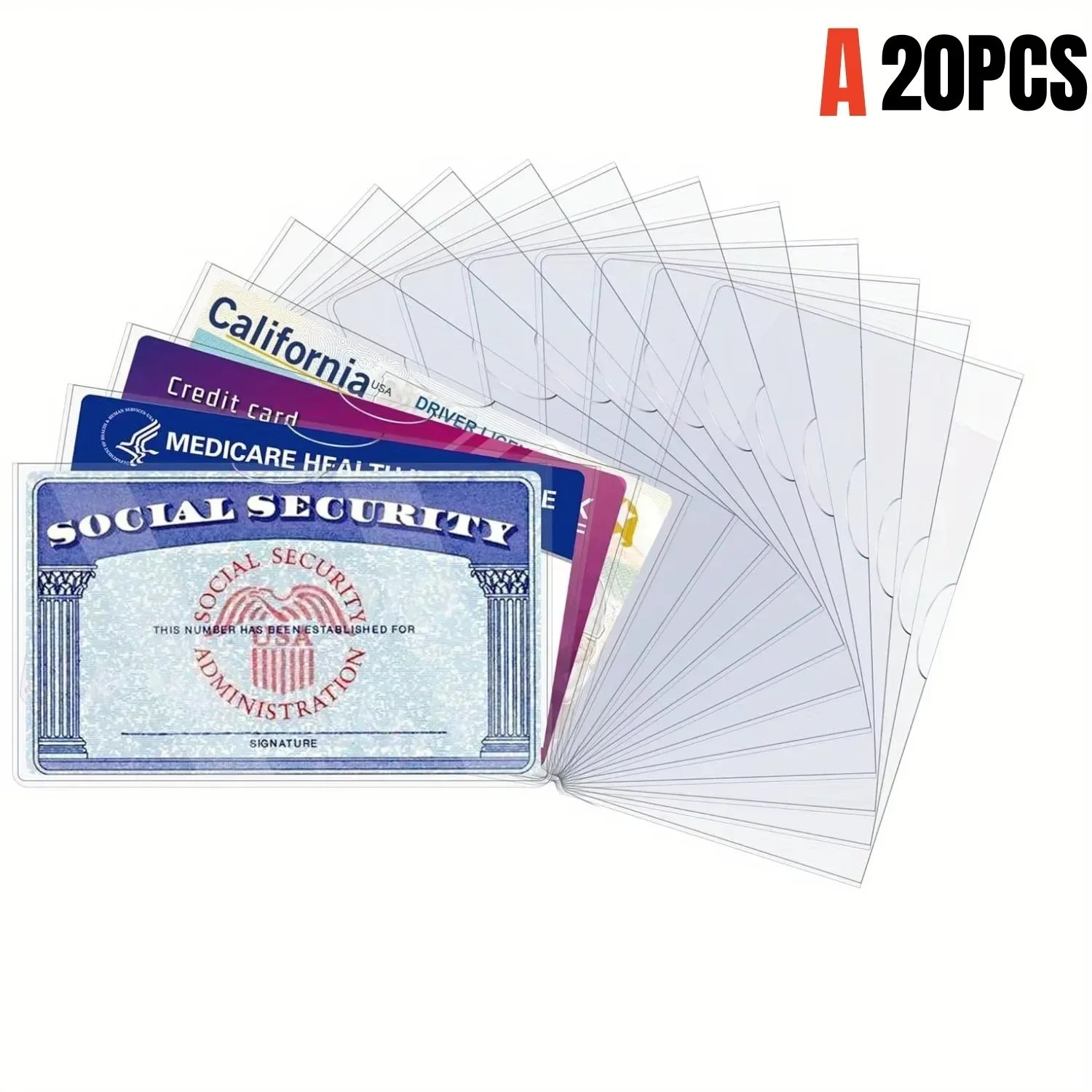 8/10/20Pack Medicare Holder Protector Sleeves Clear PVC For Credit Business Card