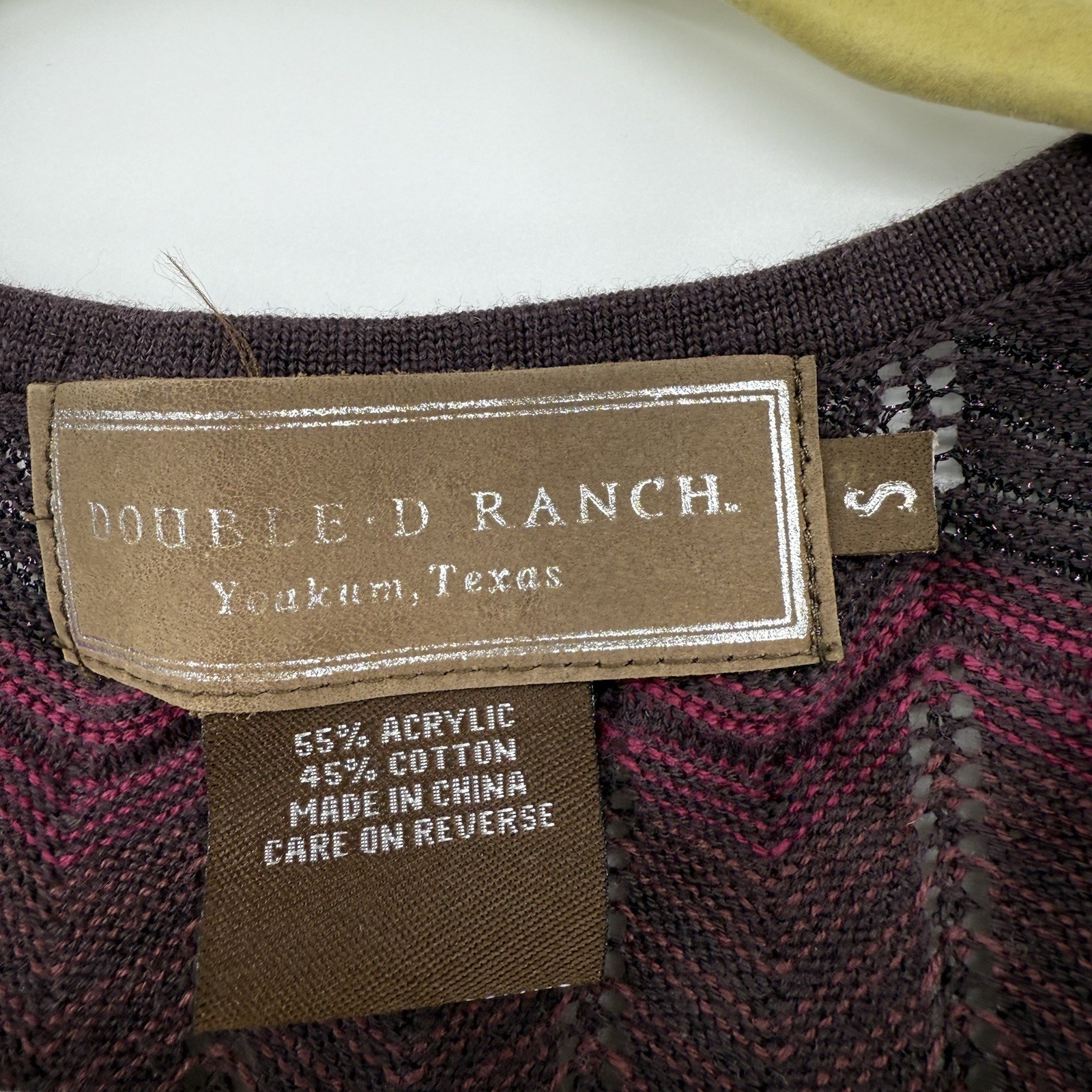 Double D Ranch Knit Tank Shell Sweater Sz S Chevron Purple Western Cowgirl Boho