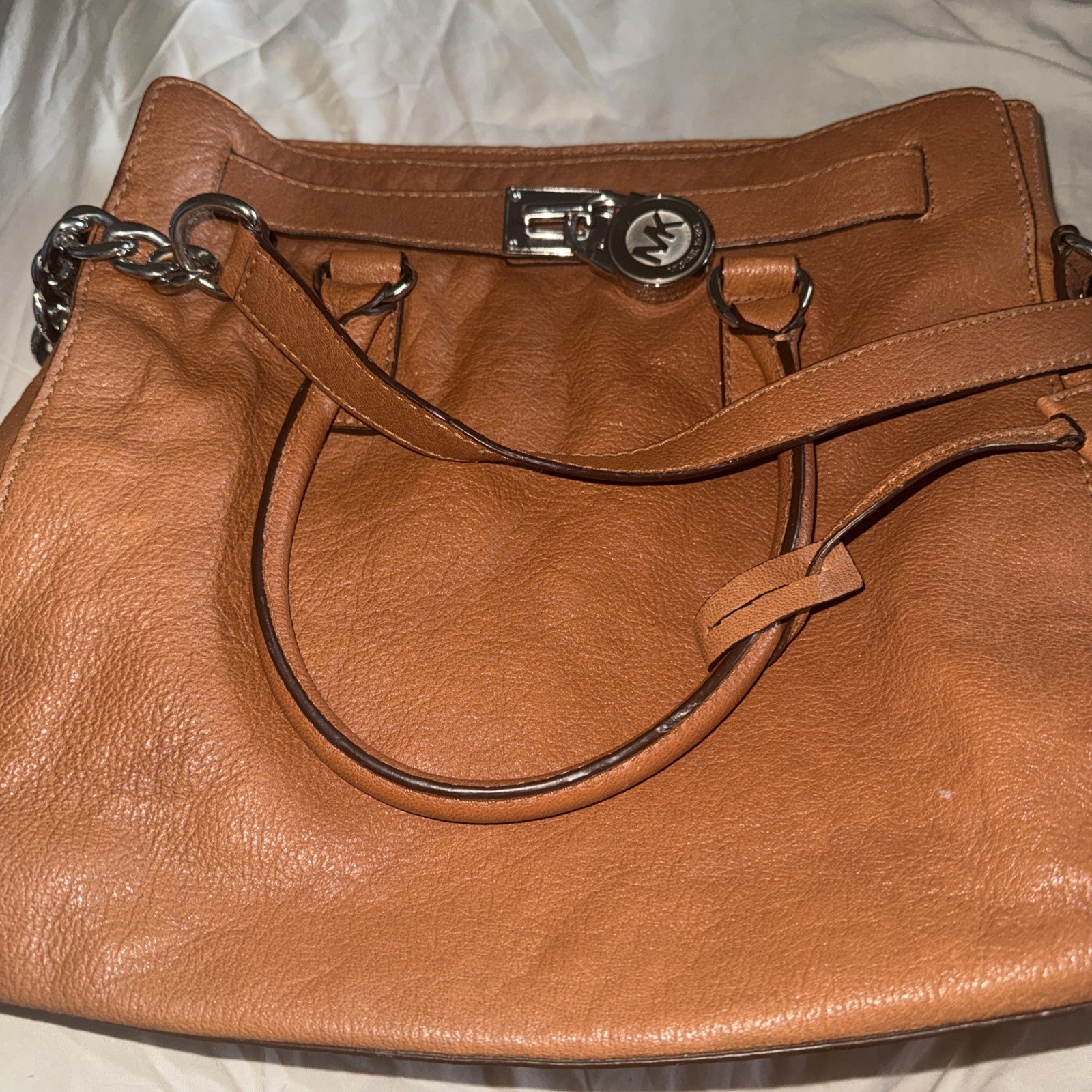 Michael Kors Hamilton Large Saffiano Leather Large Tote ShoulderBag Camel Brown