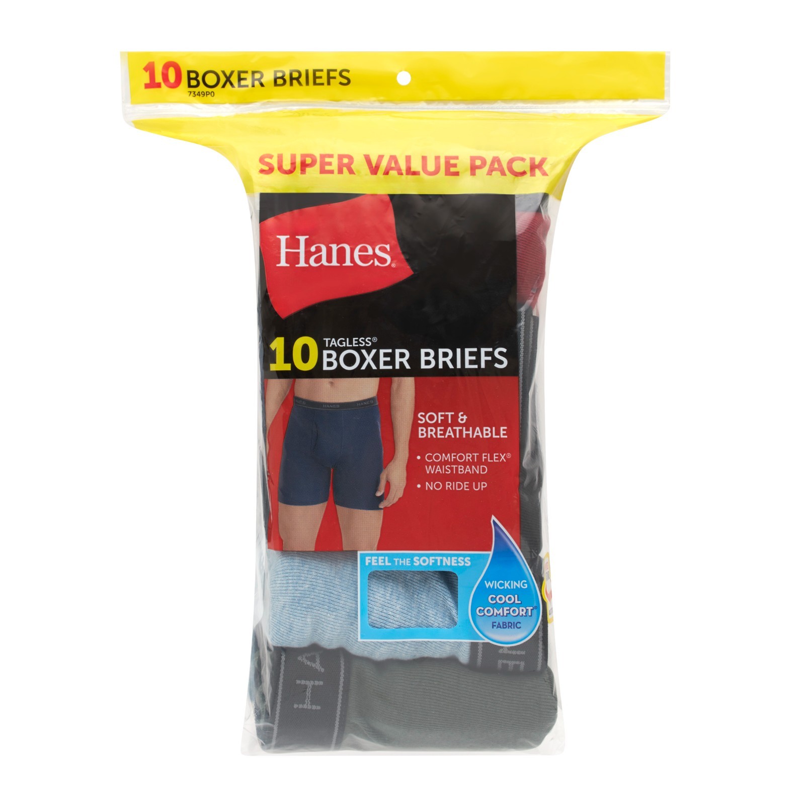 Hanes Men’s Super Value Pack Assorted Boxer Briefs, 10-Pack Soft and Breathable