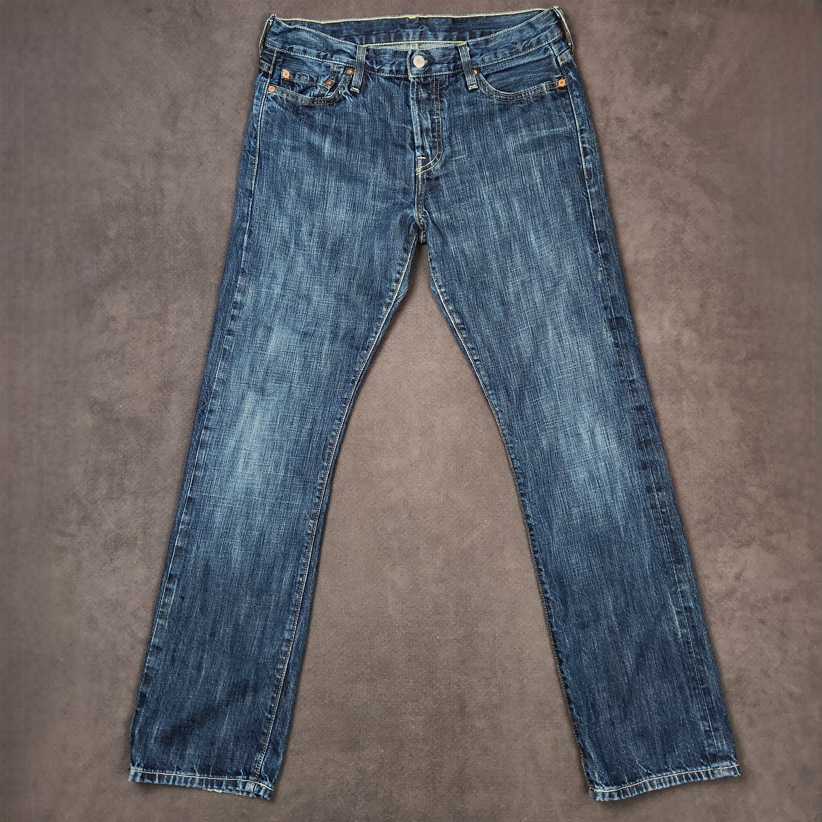 Levis 501 Jeans Mens 30×32 Blue Denim Capital E USA Made Button Fly Distressed