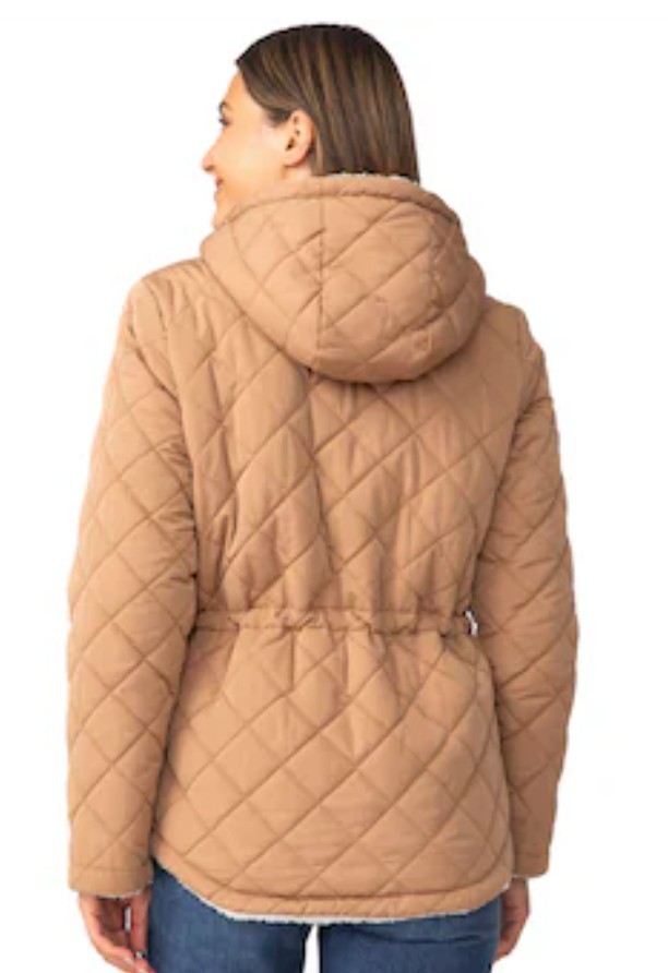 Free Country Women’s Large Switch It Up Cloud Lite Reversible Jacket Tan/White