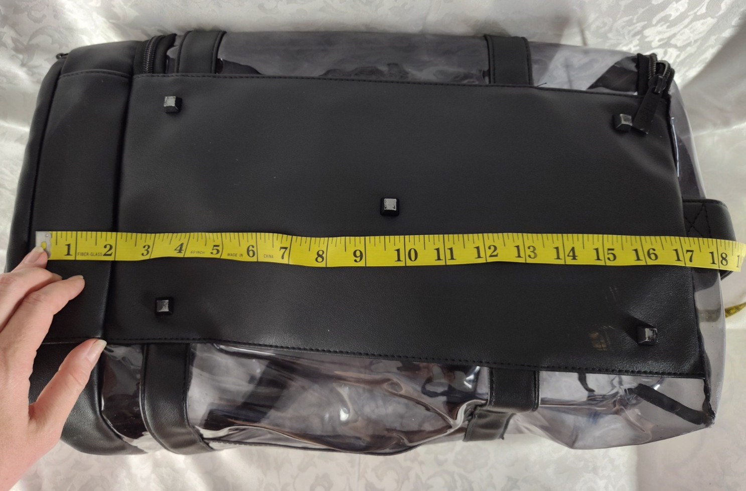Beis Black & Clear Transparent Duffel Gym Travel Weekender Bag ST42