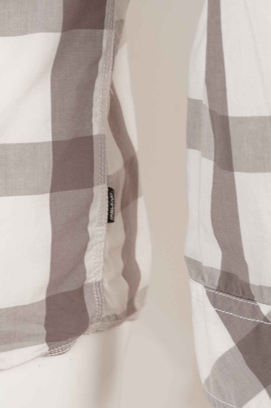 Vintage Blend Plaid Shirt Grey White Cotton Casual Mens M