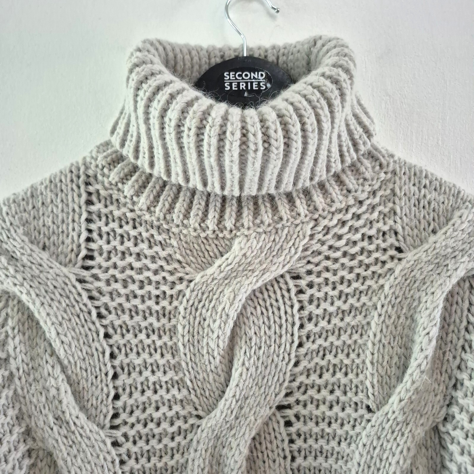 Diesel wms Chunky Cable Knit Jumper M Wool Blend soft Grey