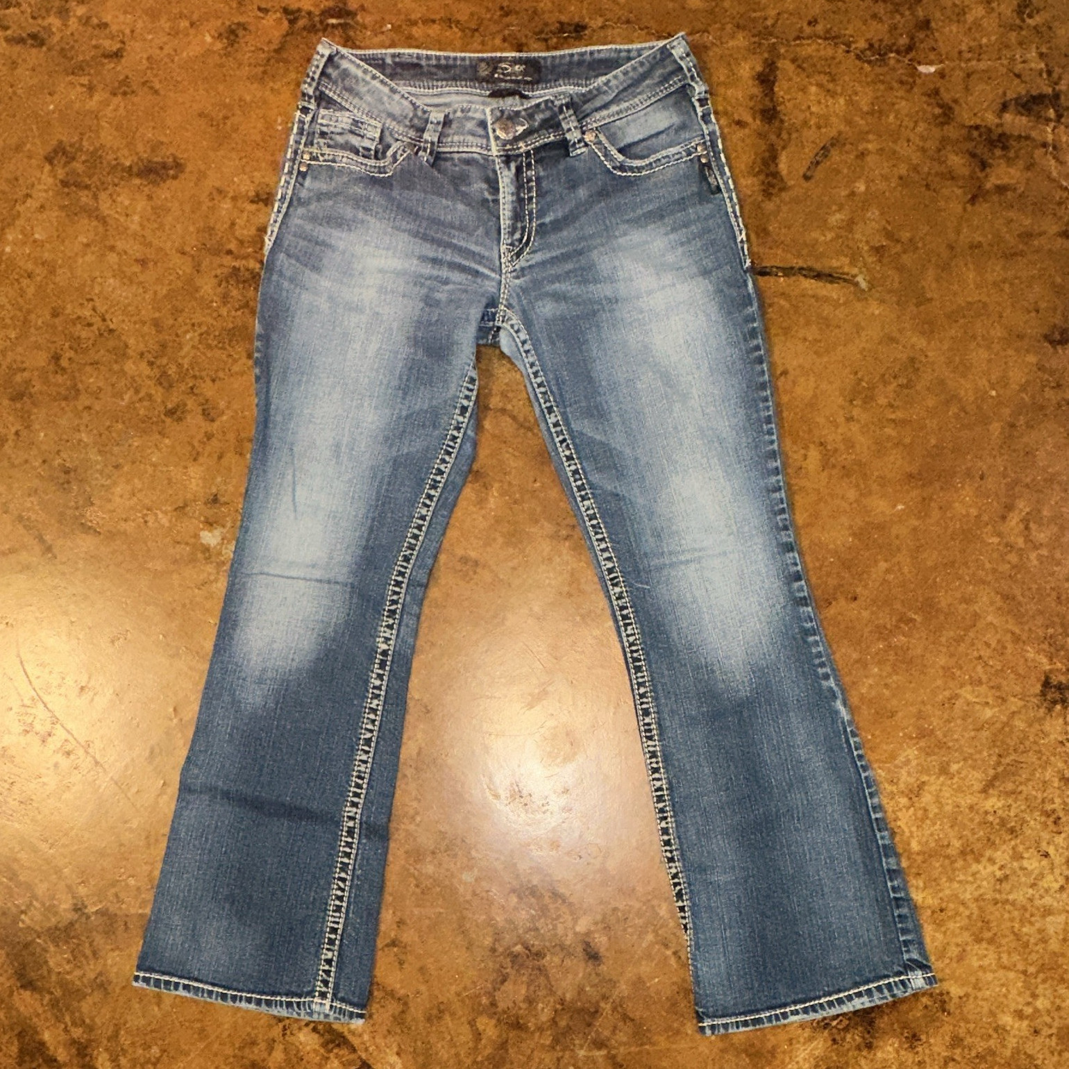 Silver Jeans Co. Women’s Blue Bootcut Denim Jeans W31/L32 Fit Mid Rise Studded
