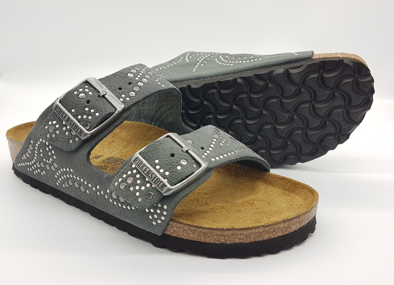 Birkenstock INJECTED RIVETS Suede Leather ARIZONA Gunmetal BNIB 1011314