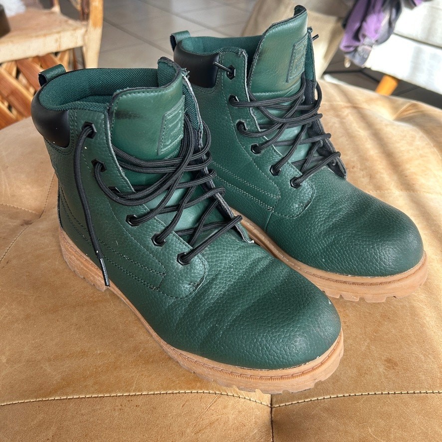 FILA Green Combat Boots Lug Sole Lace Up Utility Grunge Workwear Mens Size US 9