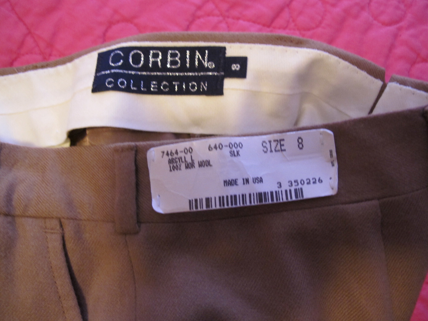 Corbin Pants~REDUCED NWT~Nordstroms UNHEMMED Wool~SZ 8~USA Union made~NEW~FREE H