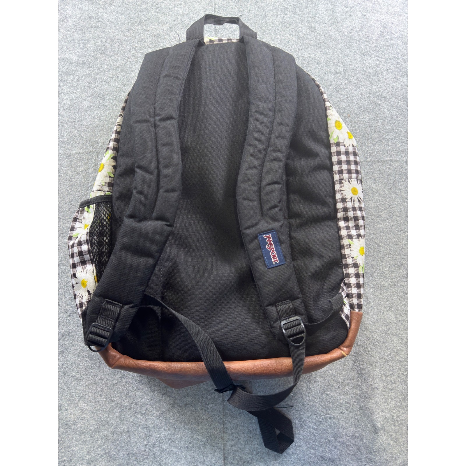 JanSport Cool Student Backpack Kids OS Black White Daisy Gingham Floral Bag