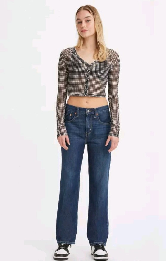 Levi’s Women’s Low Pro Mid-Rise No Stretch Dark Wash Straight Leg Jeans Size 28