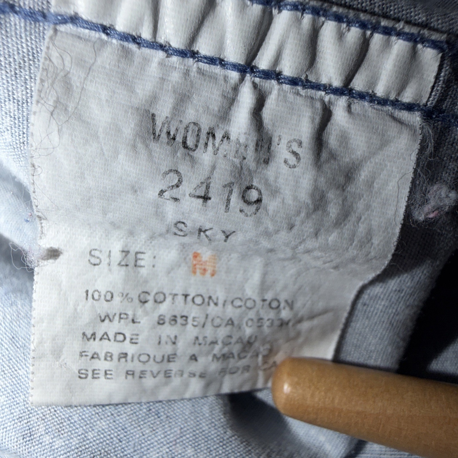 Woolrich Women’s M Short sleeve button up 100% Cotton, Sky pattern see pics