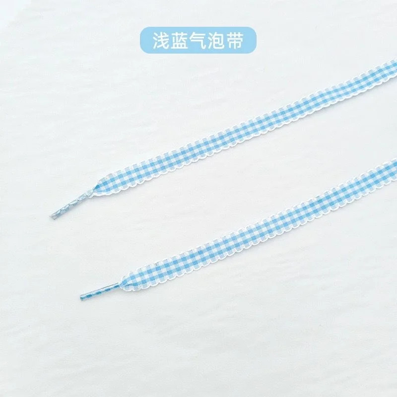 1 Pair 1cm Wide Ribbon Grid Flat Shoelaces Length 120cm Trendy DE Training Shoes