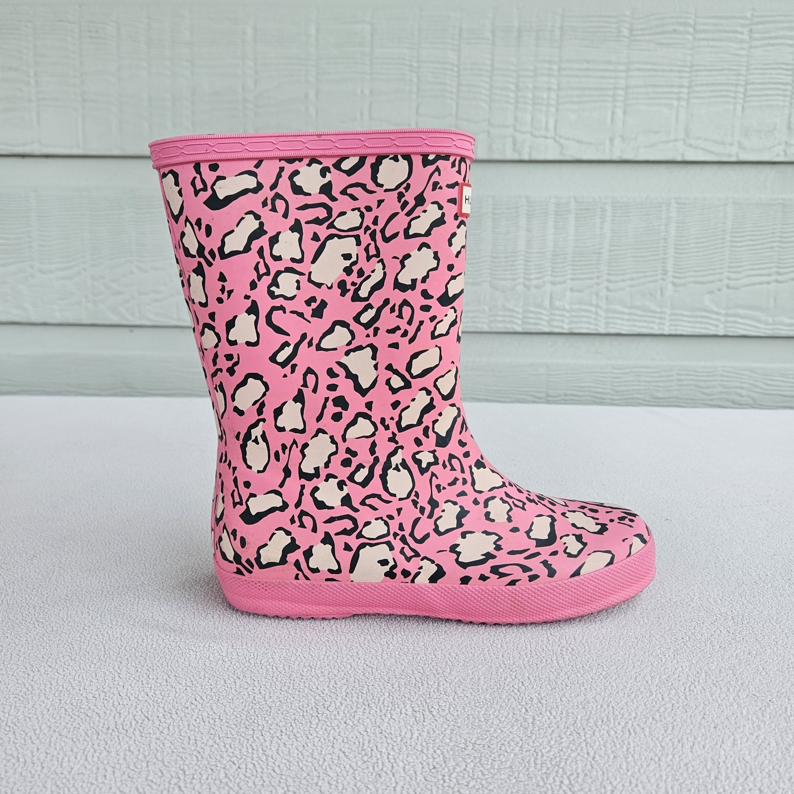Hunter Kids First Classic Leopard Print Rain boot Pink Waterproof US 13 UK 11