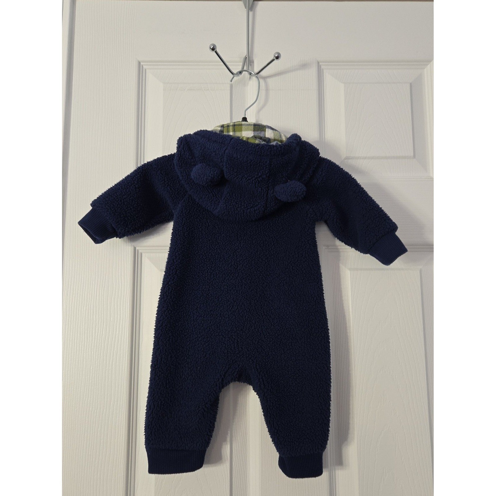 Carter’s Baby one piece Hooded Sharpa Size 3 Months dark Blue