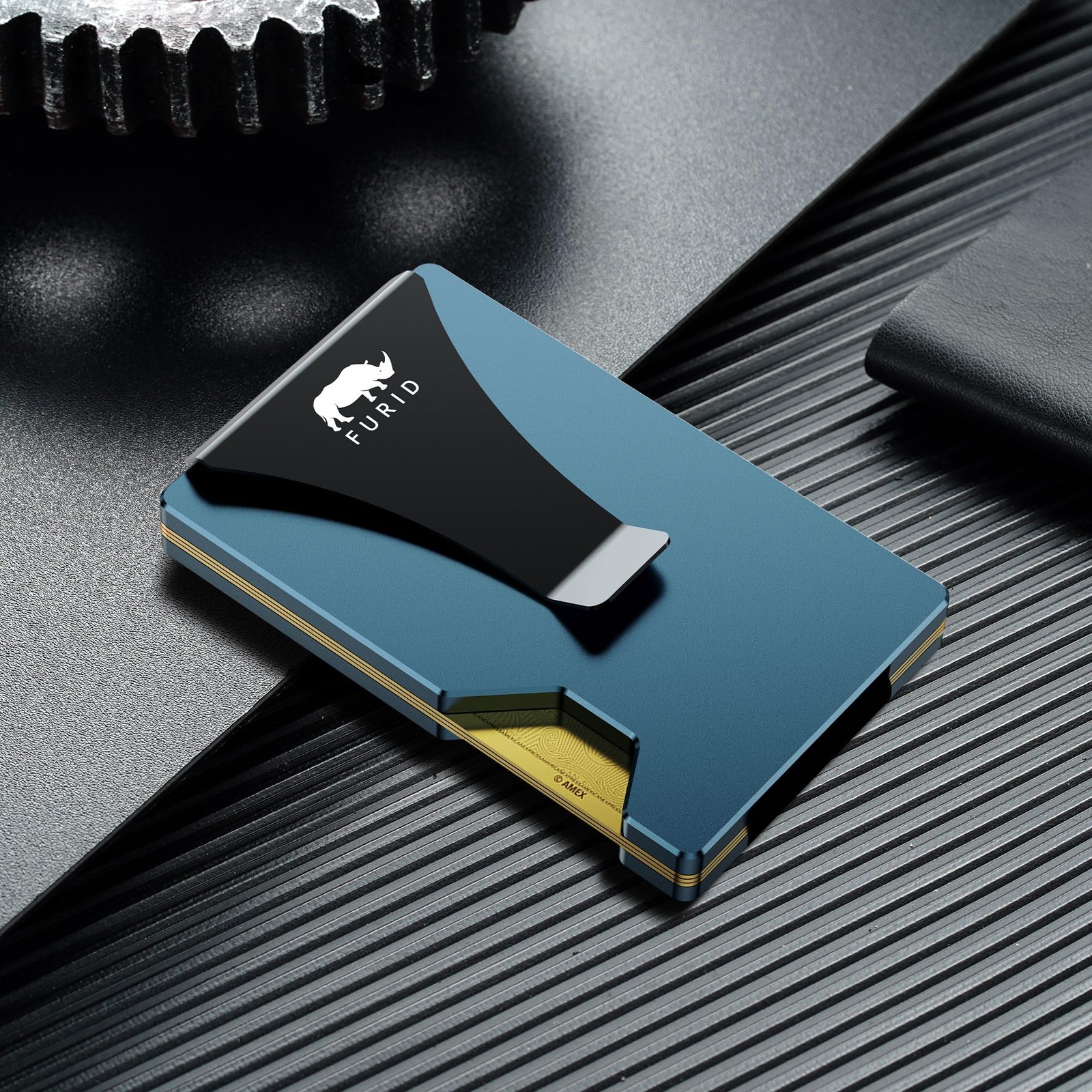 Minimalist Card Wallet for Men Slim: Rfid Metal Standard, Aluminum Slate