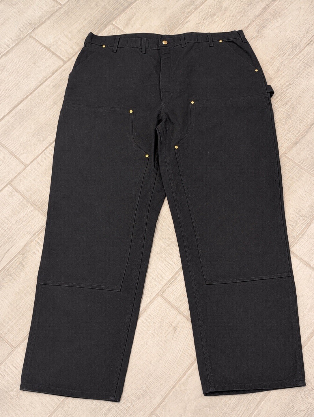Carhartt Double Knee Pants Mens 44×32 Black Loose Fit Carpenter Made In USA