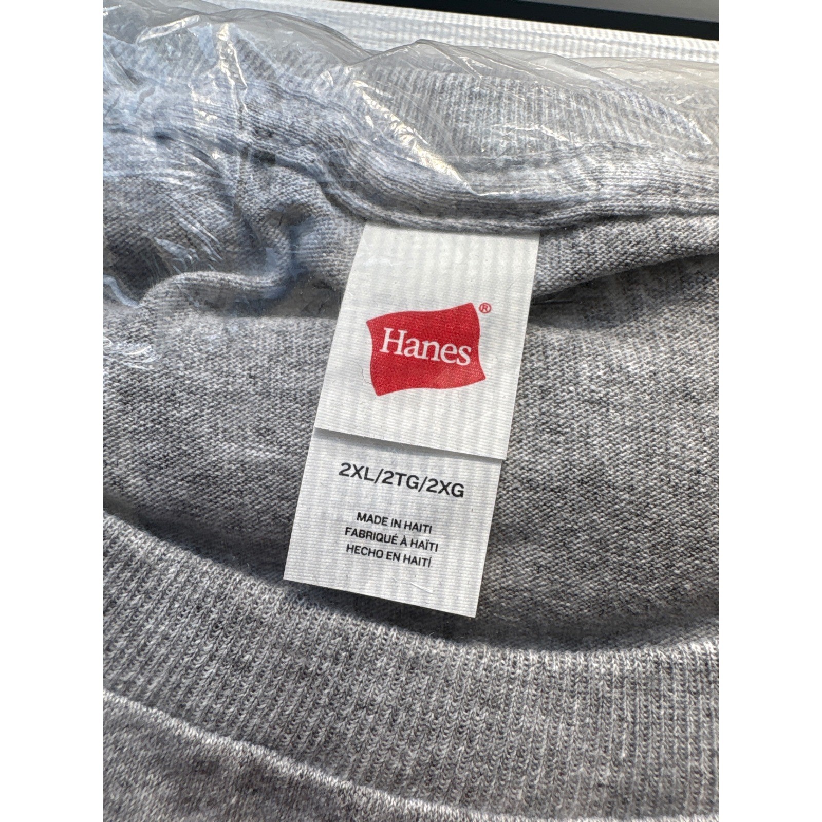 Hanes Mens Light Steel Cotton Soft-Spun T-Shirt 2XL Gray Crew Neck O5280 NIP
