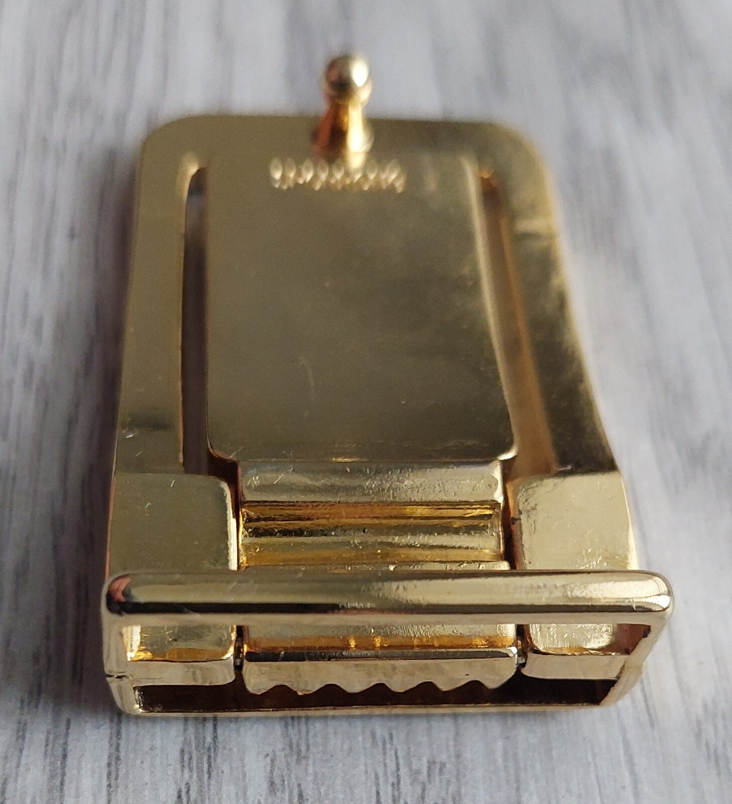 VTG Belt Buckle SPORRONG, brass, size 5.1 x 3.2 cm/ 2 x 1.3 in, used, Sweden