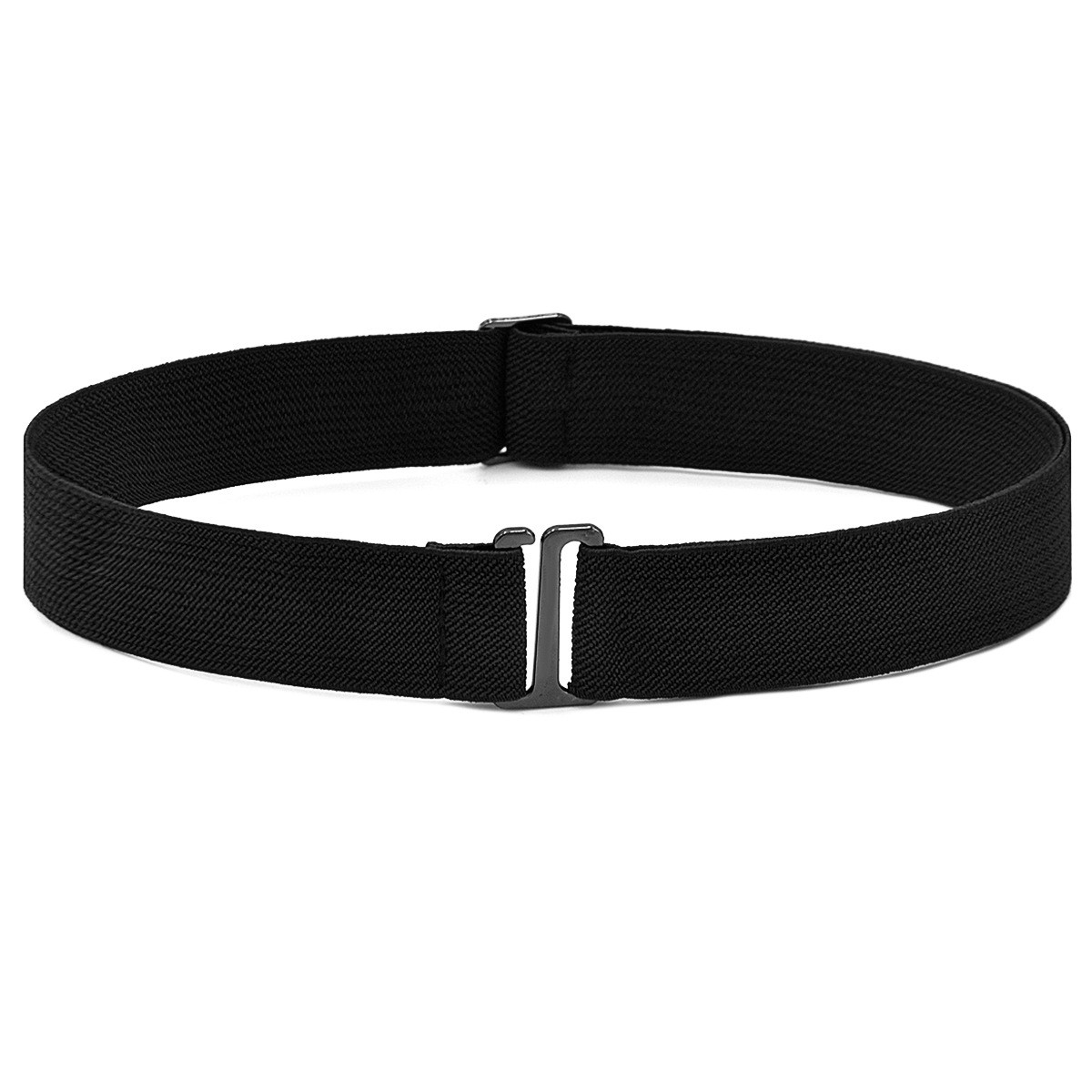 Women No Show Stretch Belt Elastic Web Strap Belt & Flat Buckle for Jeans Pants