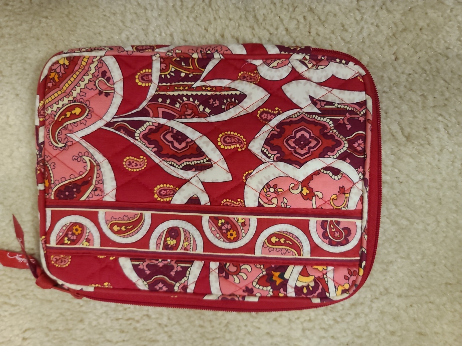 Vera Bradley E Reader iPad Mini Zip Case Rosy Posies Red Floral 8.5in x 6.25in