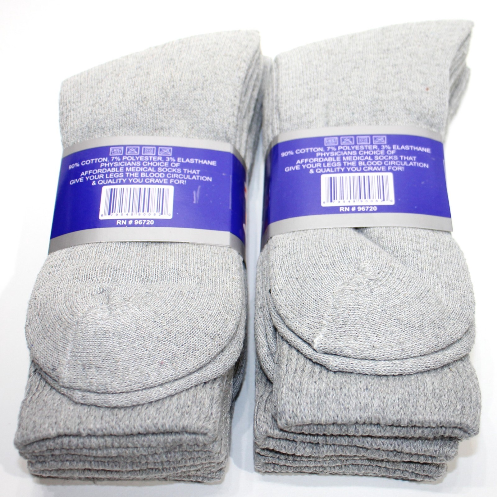 Weitzner Men’s Gray Diabetic Crew Mid Socks 6 Pair Loose Fit Top Lg 10-13