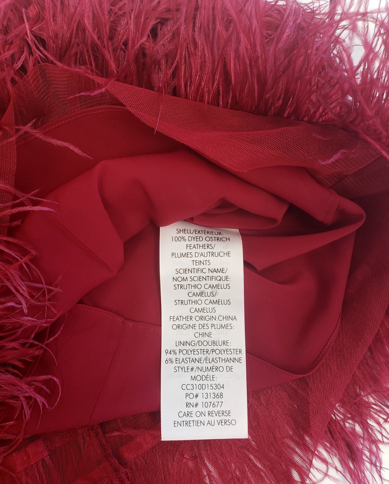 Alice + Olivia Cina Women’s Ostrich Feather High Waist Miniskirt Bordeux Size 2