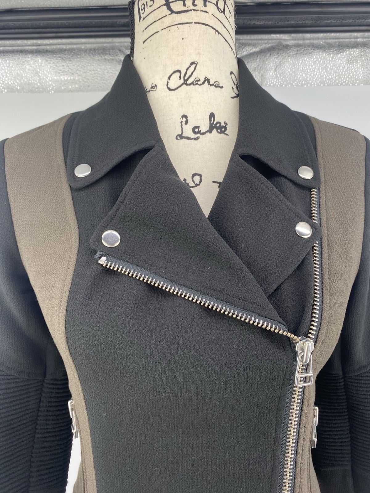 Wilfred Aritzia Moto Jacket Black Olive Khaki Women’s Size 2 (xs)