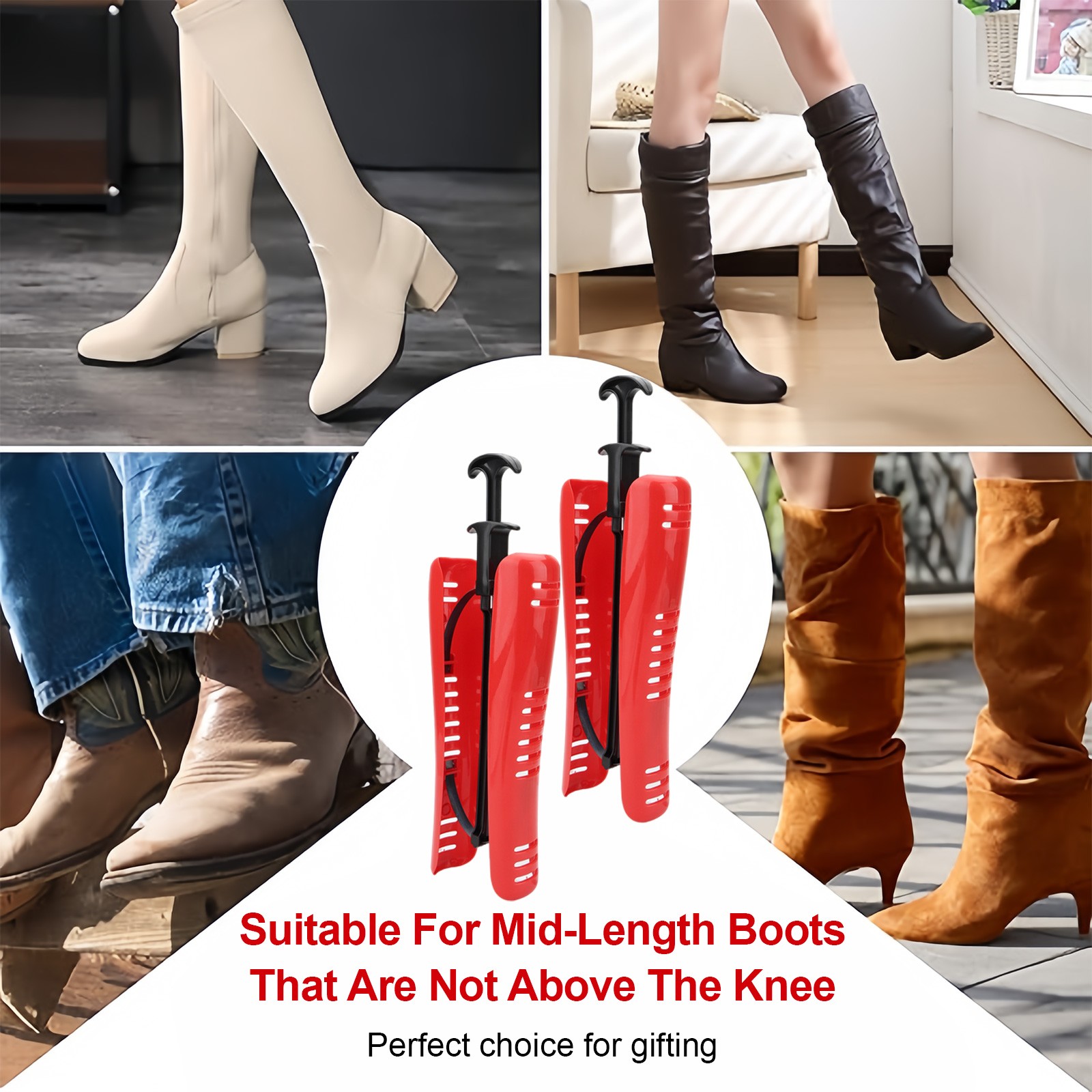 2Pcs Boot Shaper Inserts 12 Inch w/ Adjustable Spring Loaded Vented Leather Boot