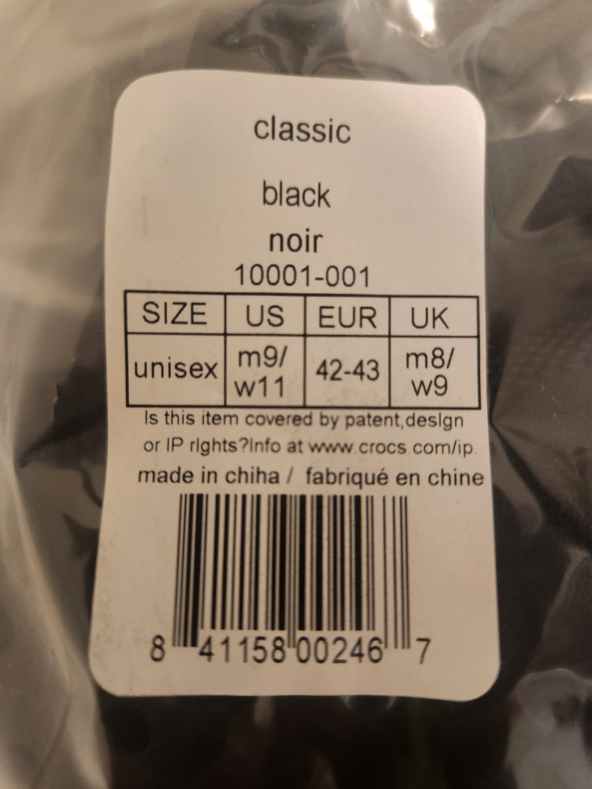 Crocs Unisex Adult Classic Clog Slip On Shoes, Waterproof Black Size 9M / 11W