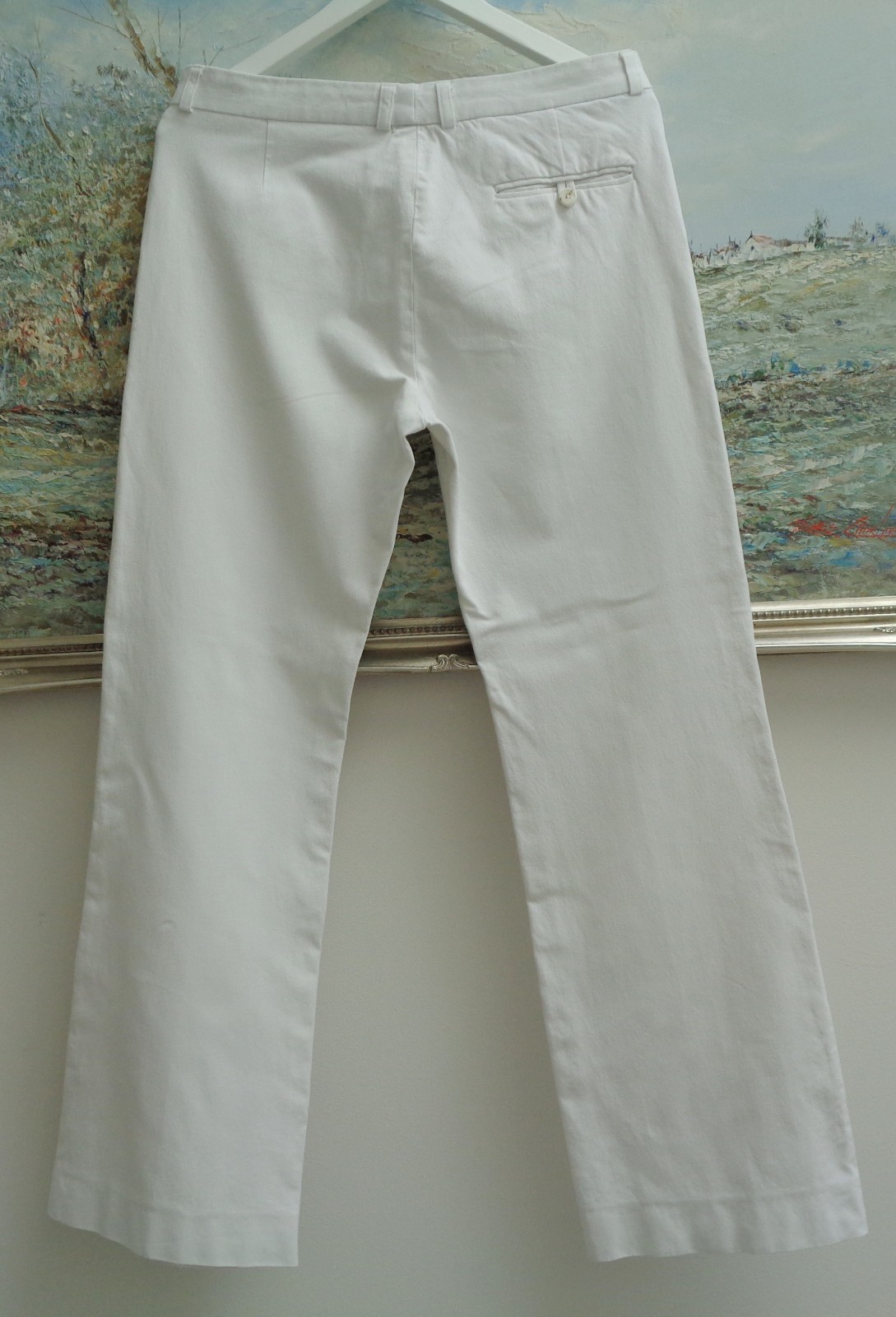 JOSEPH White Tailored Subtle Flare Gabardine Stretch Trousers 42 Fit UK12- 14