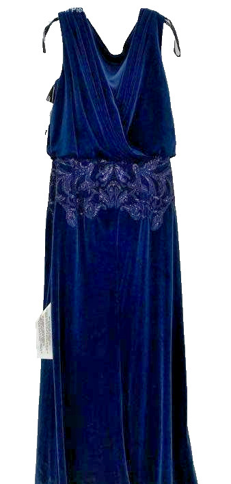 Tadashi Shoji Dunstan Back Drape Gown BAL20043L-NAVY Size 10 $669 NWT