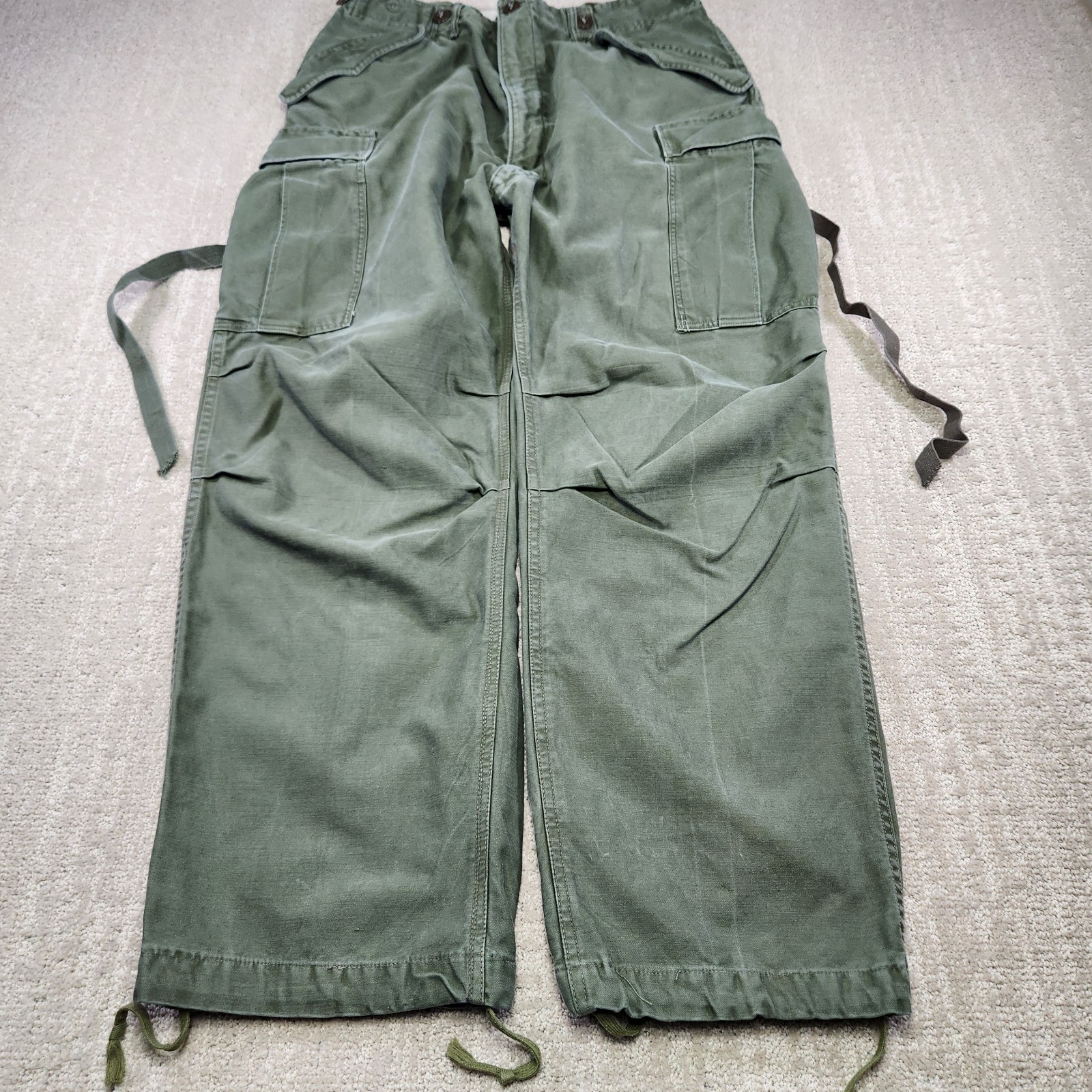 Vintage M-1951 Military Shell Field Trousers Men 32×29 OG 107 Sateen 50s Cargo