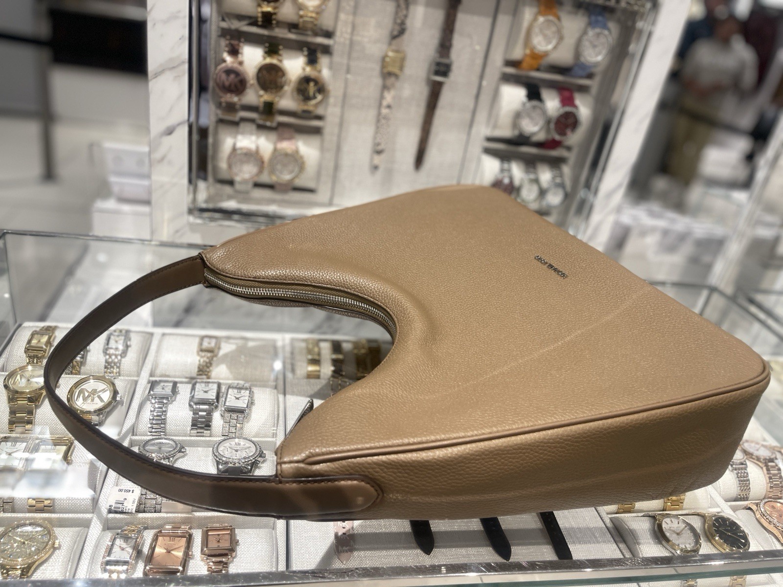 MICHAEL KORS OUTLET Nayla Medium Pebbled Leather Hobo Shoulder Bag NWT