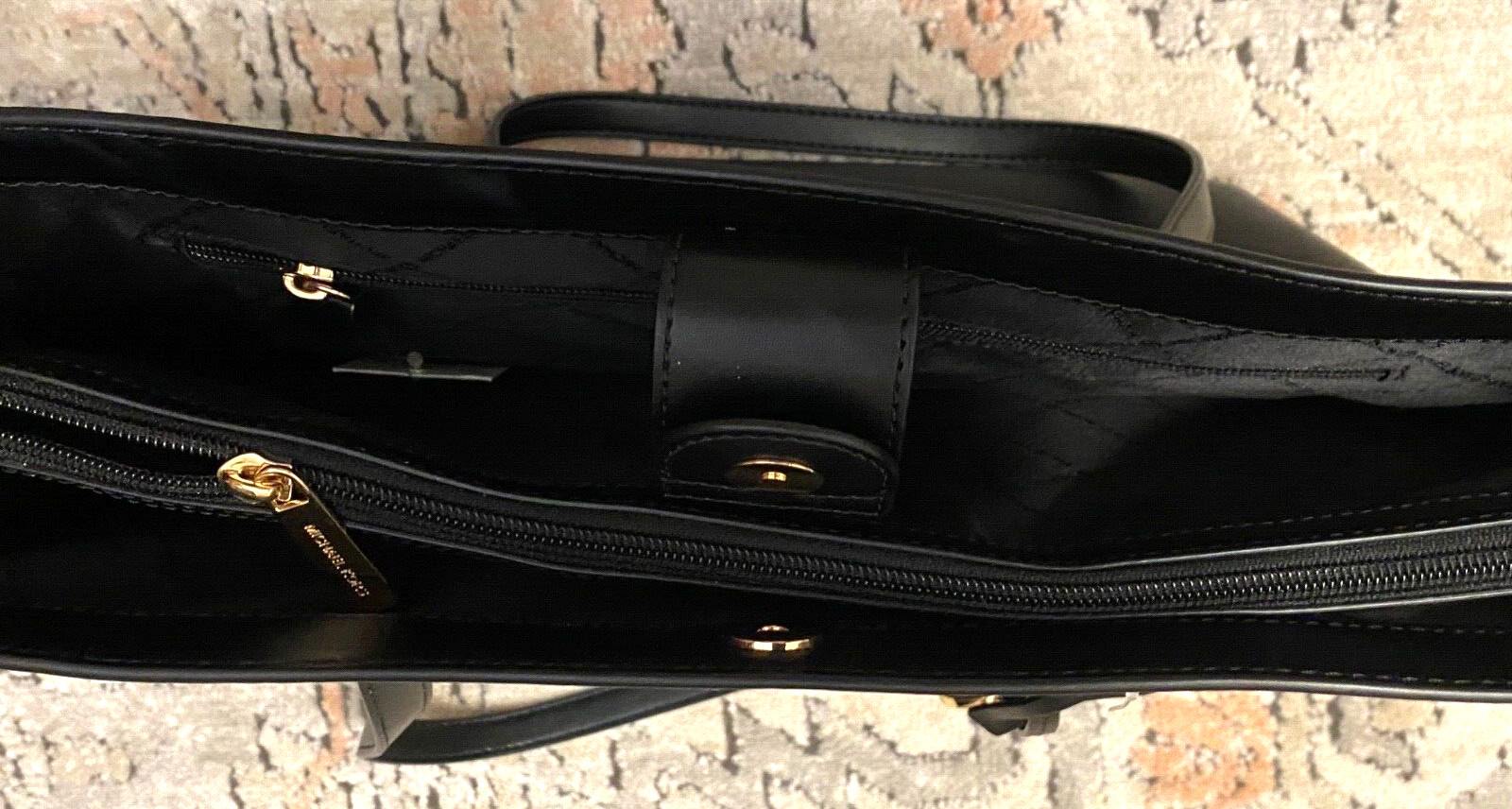NWT $358 MICHAEL KORS Savannah Large BLACK Leather TOTE Hand Bag Purse Laptop