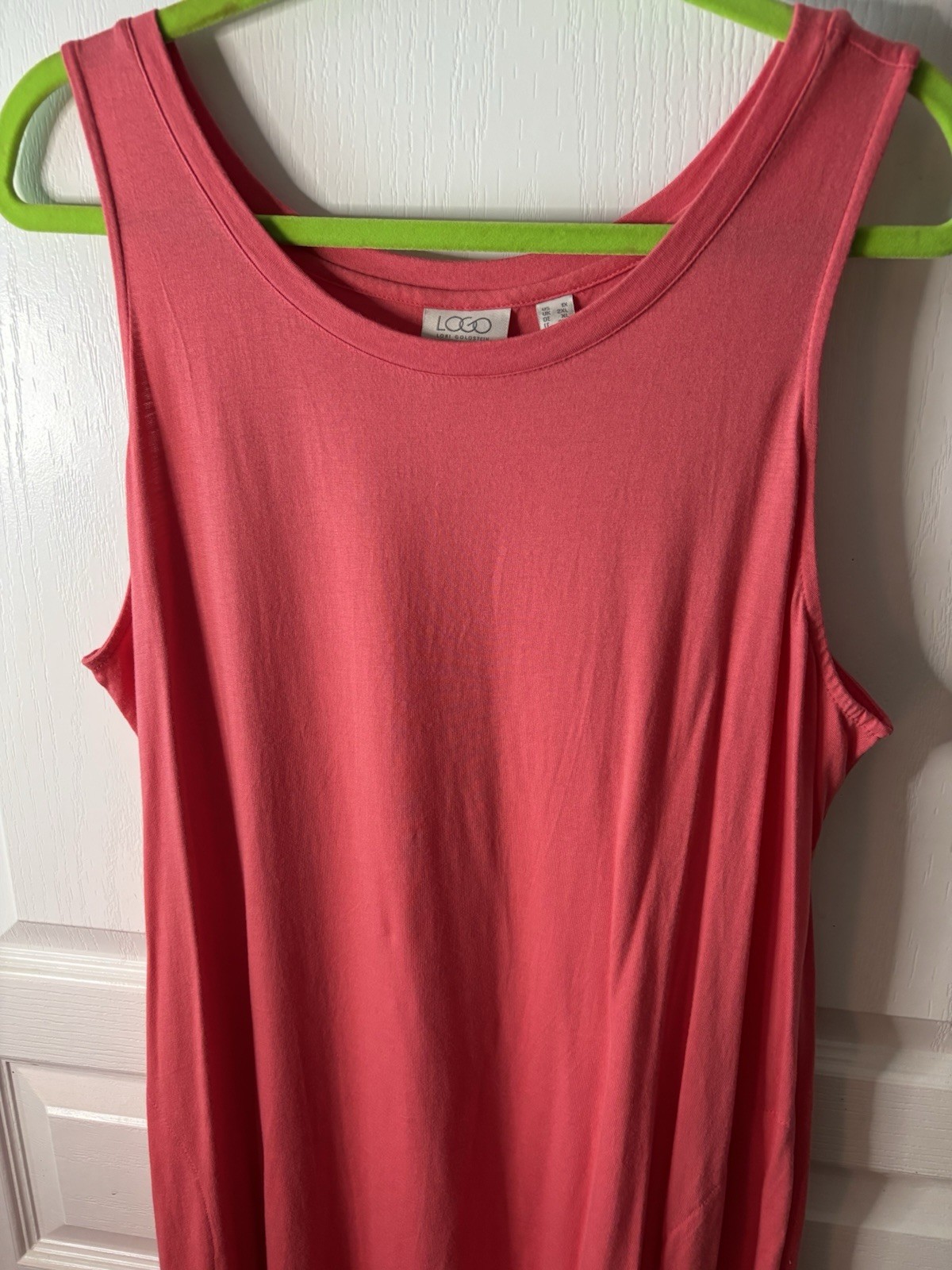 Logo Lori Goldstein Sleeveless Dress Cotton Maxi 1X Orange With Pockets