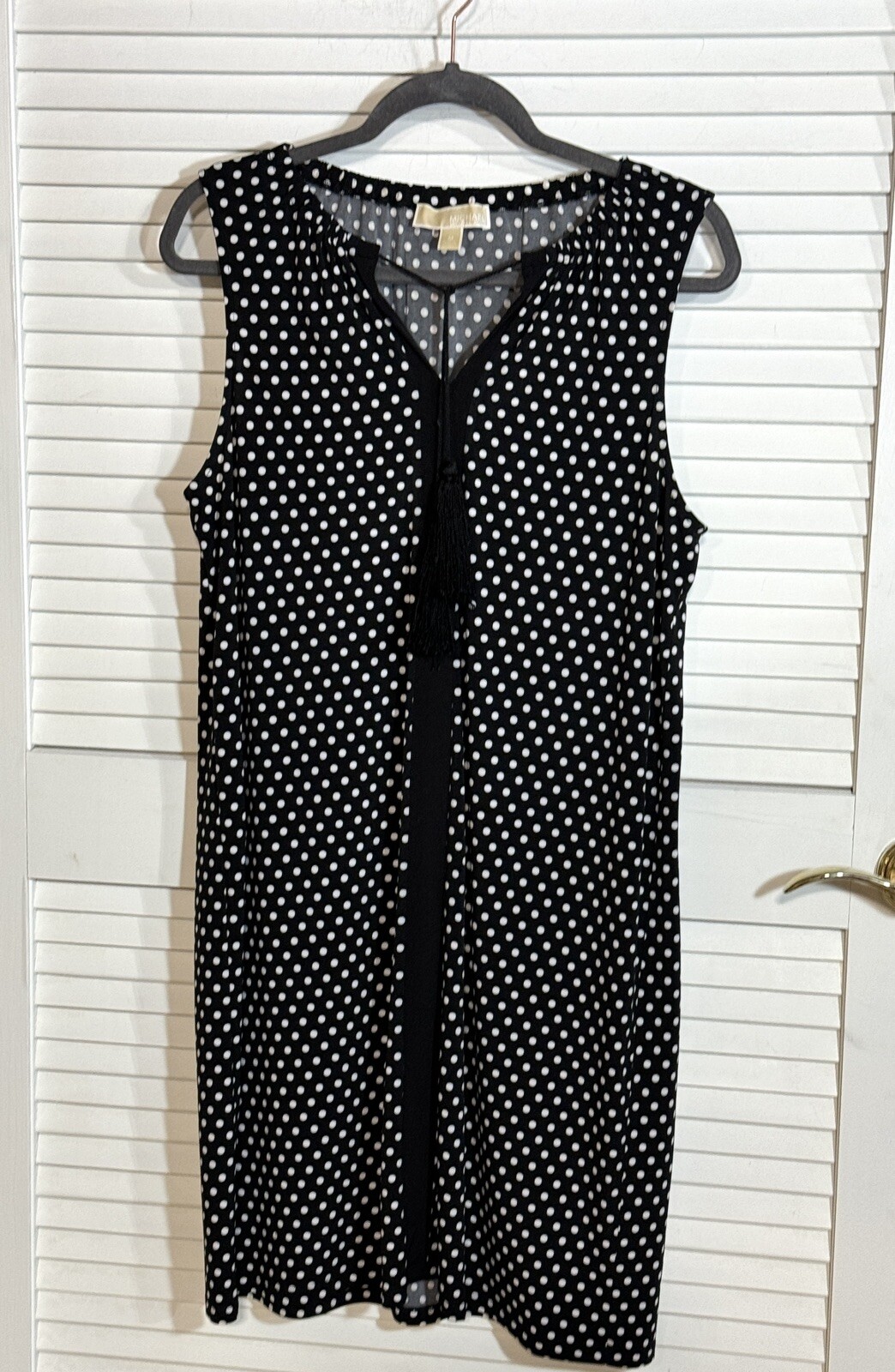 MICHAEL KORS Women’s Dress M Polka Dot Black White Sleeveless Tassel